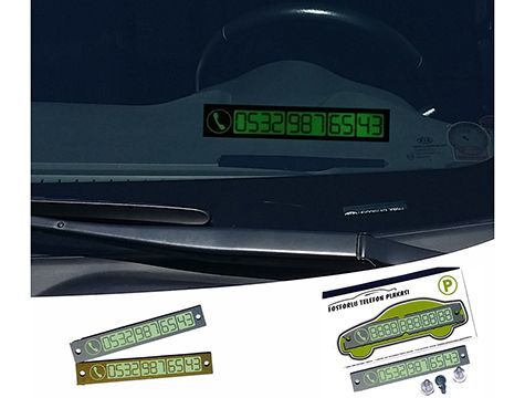 Araç İçin Parktel Fosforlu Telefon Plakası