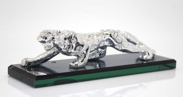 Dekoratif Kristal Üstü Polyester Kaplan Figürlü Biblo (20 cm)