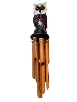 Bambu Baykuş Tasarım Rüzgar Çanı (20 cm x 65 cm)