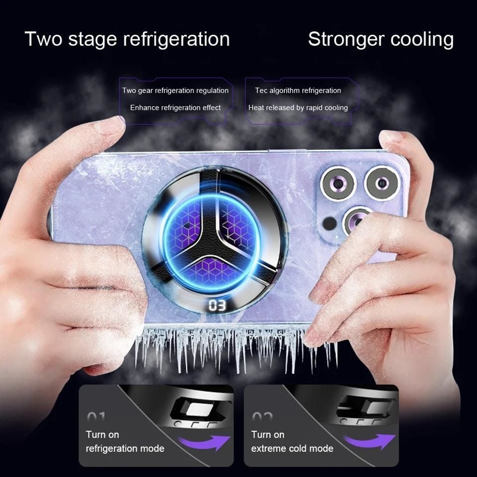 S9 USB Manyetik Dijital Göstergeli Işıklı Cep Telefonu Soğutucu Fan