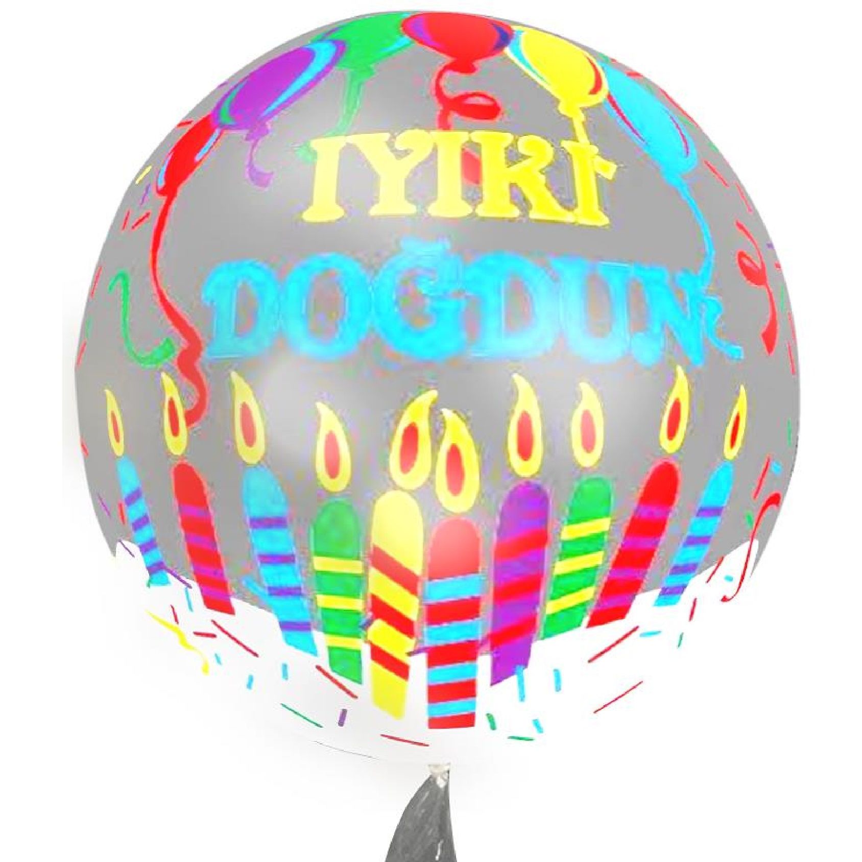 20'' Renkli İyiki Doğdun Baskılı Şeffaf Balon