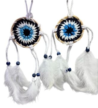 Mini Nazar Boncuğu Rüya Kapanı Dream Catcher (6 cm 25 cm)