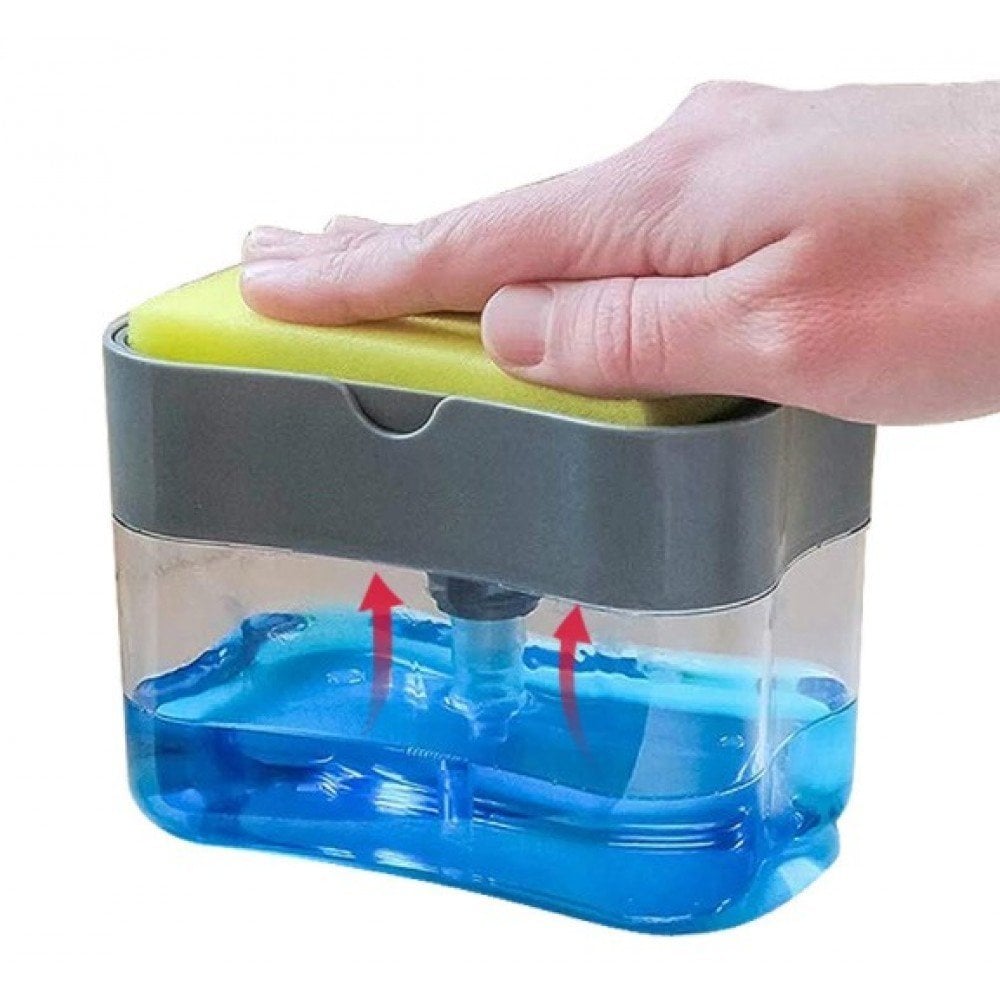 Pompalı Sünger Hazneli Sıvı Deterjanlık (380 ml)