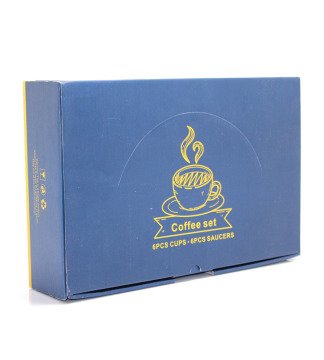 Kahve Fincan Seti Bambu Altlıklı Mavi  (6 Adet)