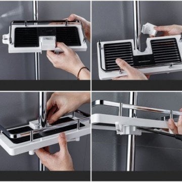 Metal Korumalı Banyo Duş Sabunluk Şampuan Rafı