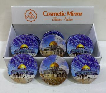Taşlı Cami Tasarımlı Cep Makyaj Aynası (12 Adet)