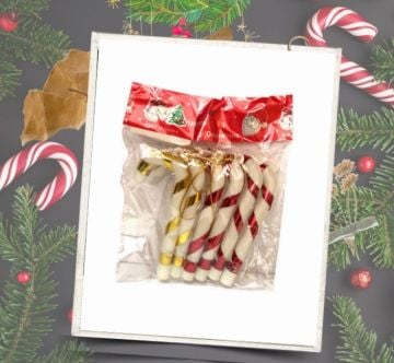 Yılbaşı Çam Ağacı Süsleri Büyük Kırmızı Baston (9 cm) (6 Adet)