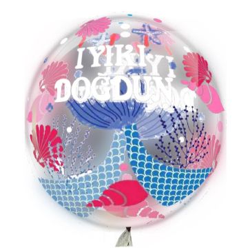 20'' Renkli Deniz Temalı Baskılı Şeffaf Balon