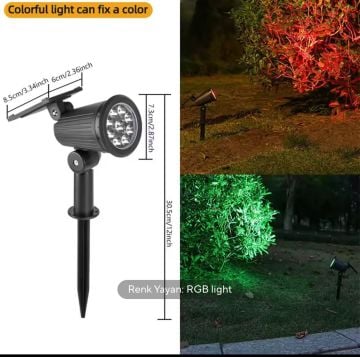 Güneş Enerjili Rgb Solar Çim Bahçe Aydınlatma Led Işıklı