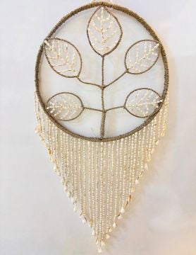 Hayat Ağacı Deniz Kabuğu Süslü Dream Catcher (40 cm x 90 cm)