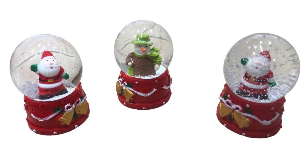 Noel Baba Kardan Adam Tasarımlı Dekoratif Yılbaşı Cam Kar Küresi