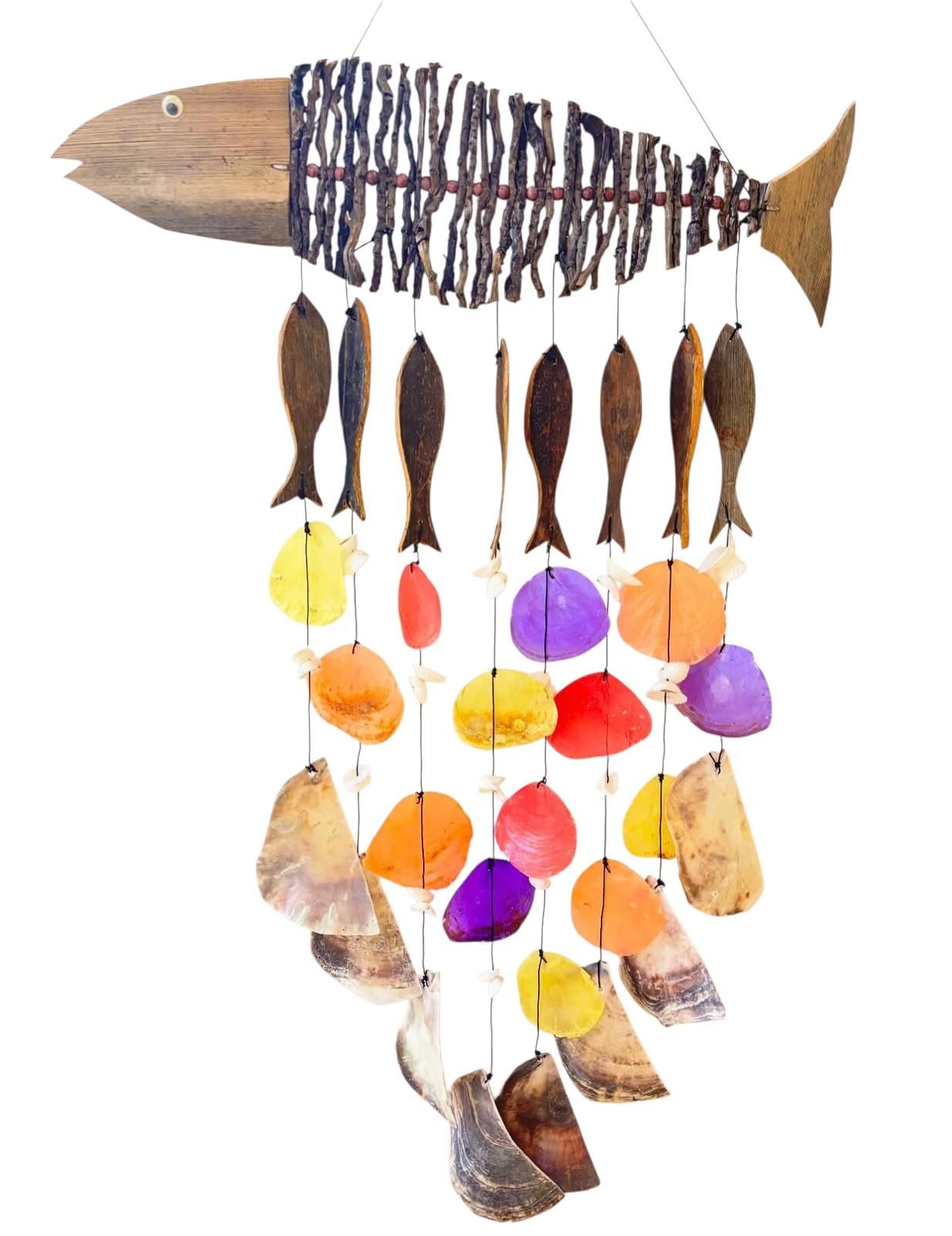 Balık Tasarımlı Sedef Dekoratif Rüzgar Çanı (50 cm x 90 cm)