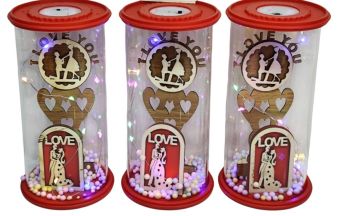 Cam Fanus İçinde Işıklı I Love You Sevgili Biblosu