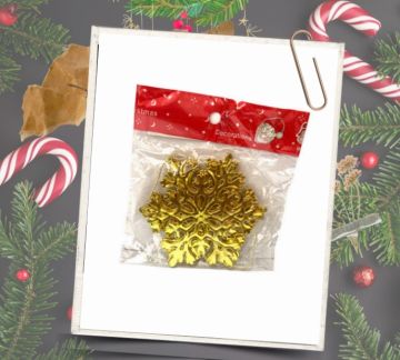Yılbaşı Çam Ağacı Süsleri Gold Kar Tanesi (9 cm) (4 Adet)