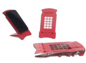 Ahşap London Telefon Kulubesi Tasarım Telefon Tutucu Stand (5 Adet)