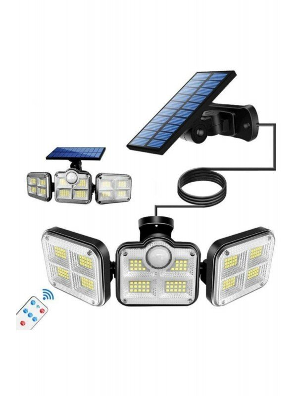 Kumandalı Hareket Sensörlü Güneş Enerjili 122 Led Bahçe Aydınlatma