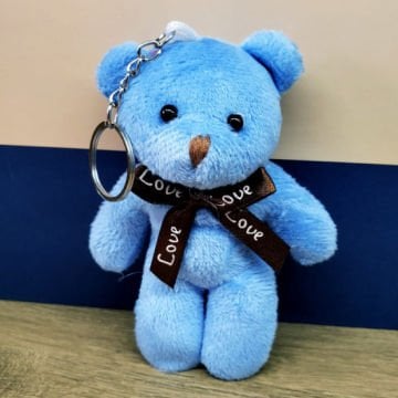 Mavi Peluş Ayıcık Anahtarlık 12 cm ( 12 Adet)