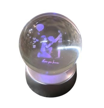 Sevgili Love You Forever Led Işıklı Renk Değiştiren Kristal Cam Küre