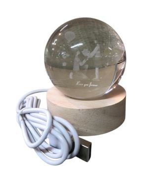 Dekoratif Ahşap Altlıklı Sevgili Love You Forever Işıklı Cam Küre (6 cm)