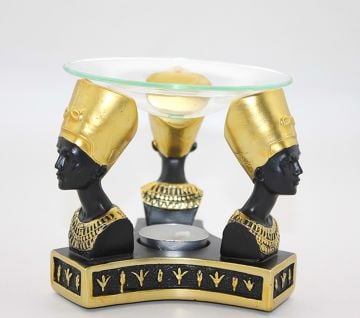 Polyester Dekoratif Üç Nefertiti Büstü Buhurdanlık