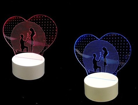 3D Kalp Şeklinde Sevgili Gece Lambası