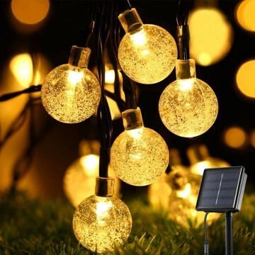 Solar Güneş Enerjili Sarı 50 Led Top (10 Mt)