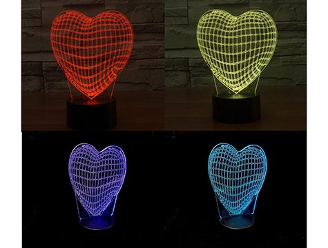3D Kalp Şeklinde Dekoratif Gece Lambası