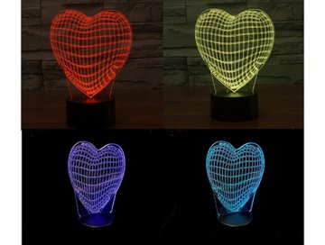 3D Kalp Şeklinde Dekoratif Gece Lambası