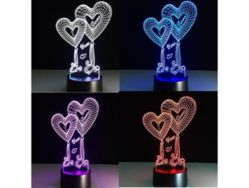 3D I Love Kalp Şeklinde Dekoratif Gece Lambası