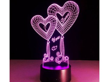 3D I Love Kalp Şeklinde Dekoratif Gece Lambası