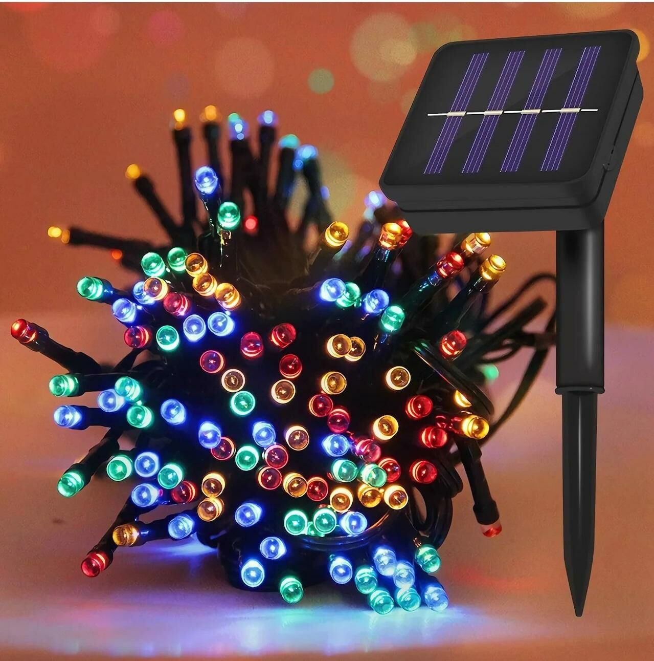 Solar Güneş Enerjili Led Işık Renkli (RGB 10 Mt)