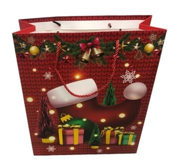 Yılbaşı Yeni Yıl Temalı Baskılı Karton Hediye Çantası (32 cm x 26 cm x 10 cm)