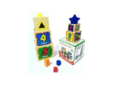 Aktiviteli Ahşap Oyuncak Ahşap 5li Kule Wisdom Shape Set Box
