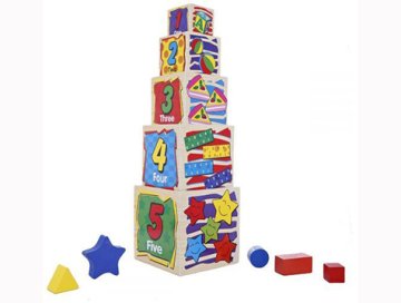 Aktiviteli Ahşap Oyuncak Ahşap 5li Kule Wisdom Shape Set Box
