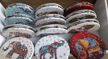 Taşlı Fil Tasarımlı Cep Makyaj Aynası (12 Adet)