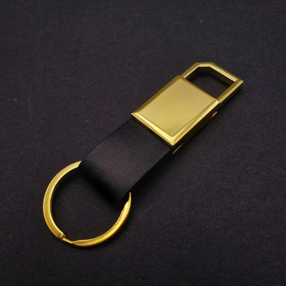 Promosyon Gold Metal Siyah Deri Anahtarlık
