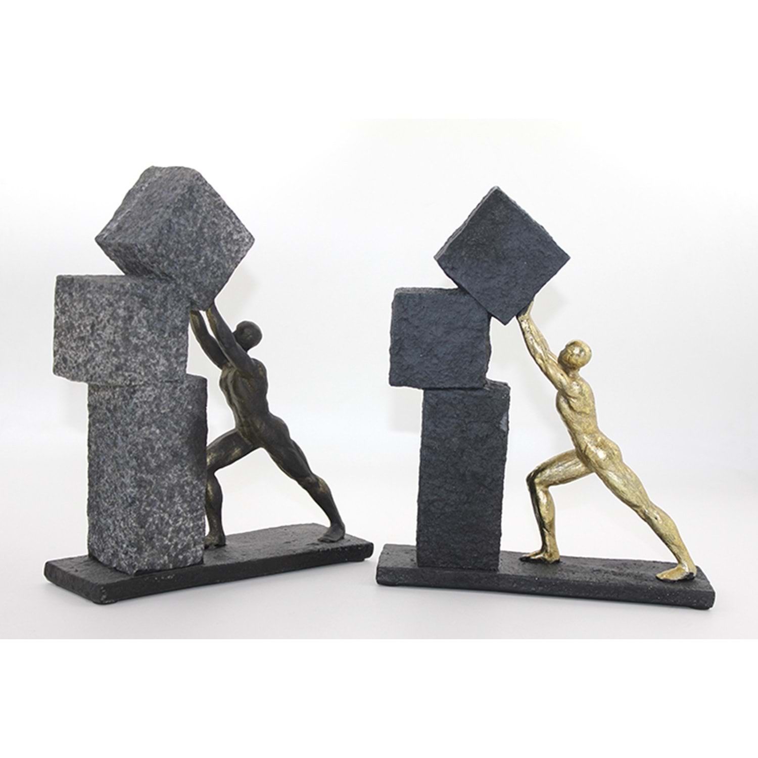 Polyester Taş Dizen Adam Heykeli (28 cm x 23 cm)