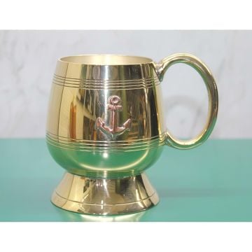 Dekoratif Pirinç Çapa Tasarımlı Kupa Bardak (11 cm x 12 cm)