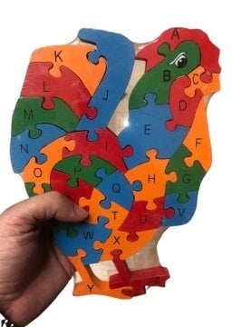 Ahşap Tavuk Figürlü Puzzle Yapboz