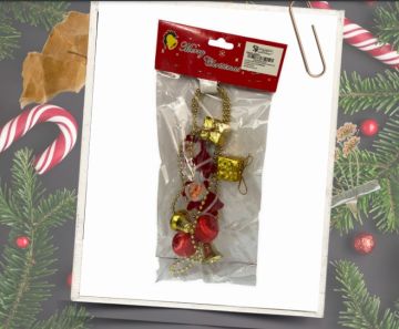Yılbaşı Çam Ağacı Süsleri Zincirli 1 mt Noel Babalı