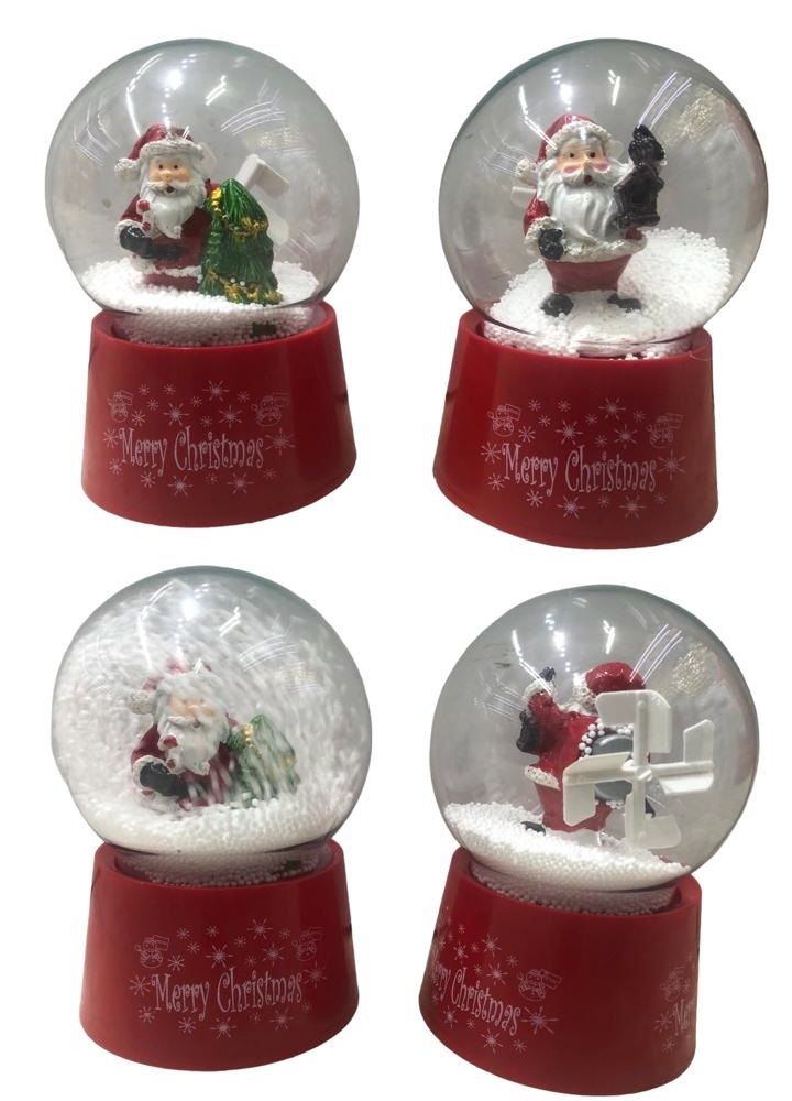 Işıklı Noel Baba Merry Christmas Püskürtmeli Müzikli Cam Kar Küresi