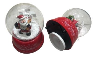 Noel Baba Mery Christmas Kurmalı Müzikli Cam Kar Küresi