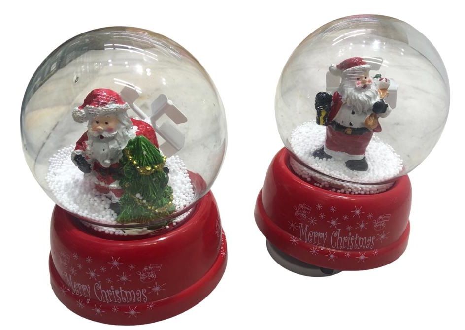Noel Baba Mery Christmas Kurmalı Müzikli Cam Kar Küresi