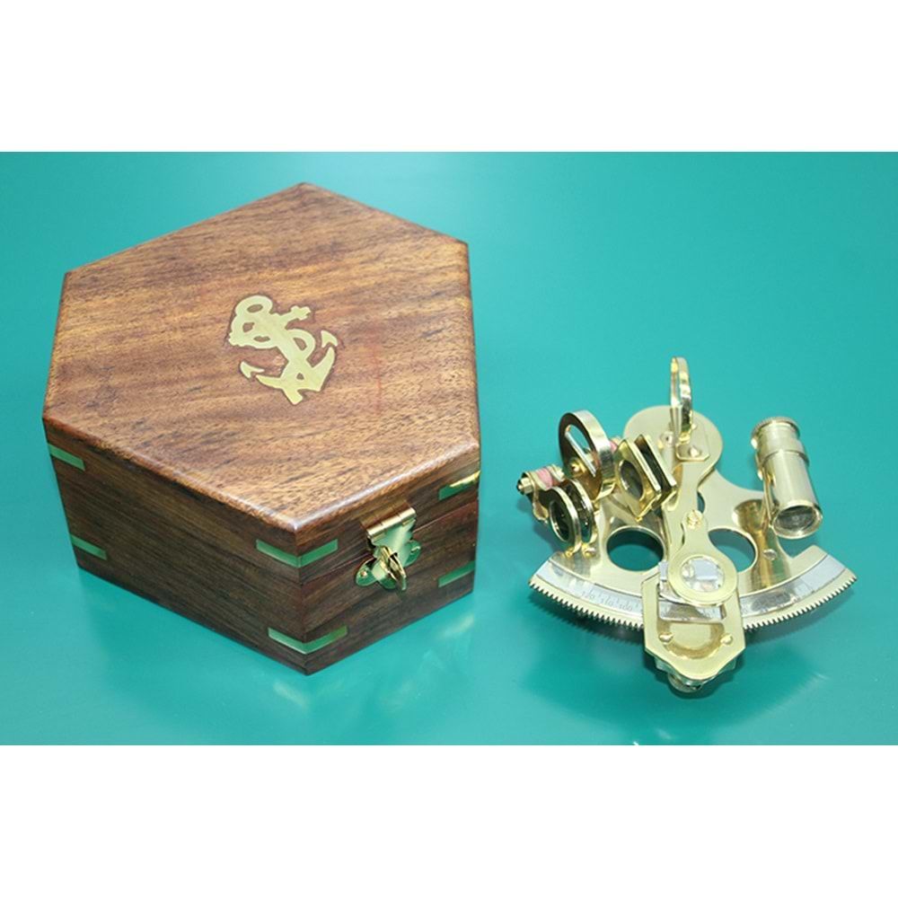 Dekoratif Ahşap Kutulu Pirinç Sekstand (12 cm x 7 cm)