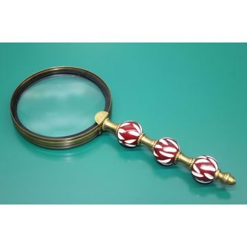 Dekoratif Pirinç Kırmızı Tasarımlı Büyüteç (23 cm x 10 cm)