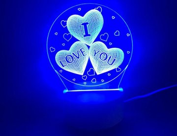 3D I Love You Kalp Tasarımlı Ledli Gece Lambası