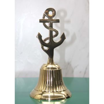 Dekoratif Şık Pirinç Çapa Tasarımlı El Çanı (20 cm x 9 cm)