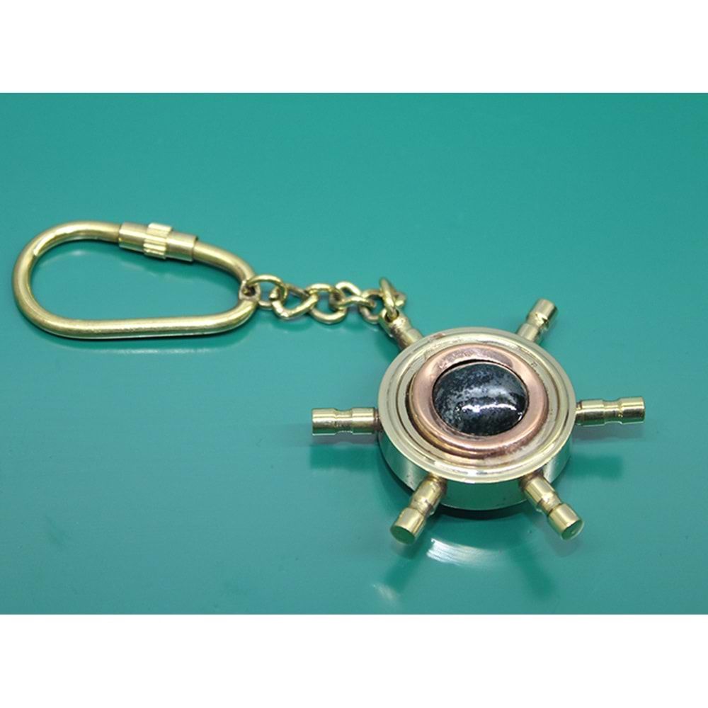 Dekoratif Pirinç Pusula Anahtarlık (12 cm)