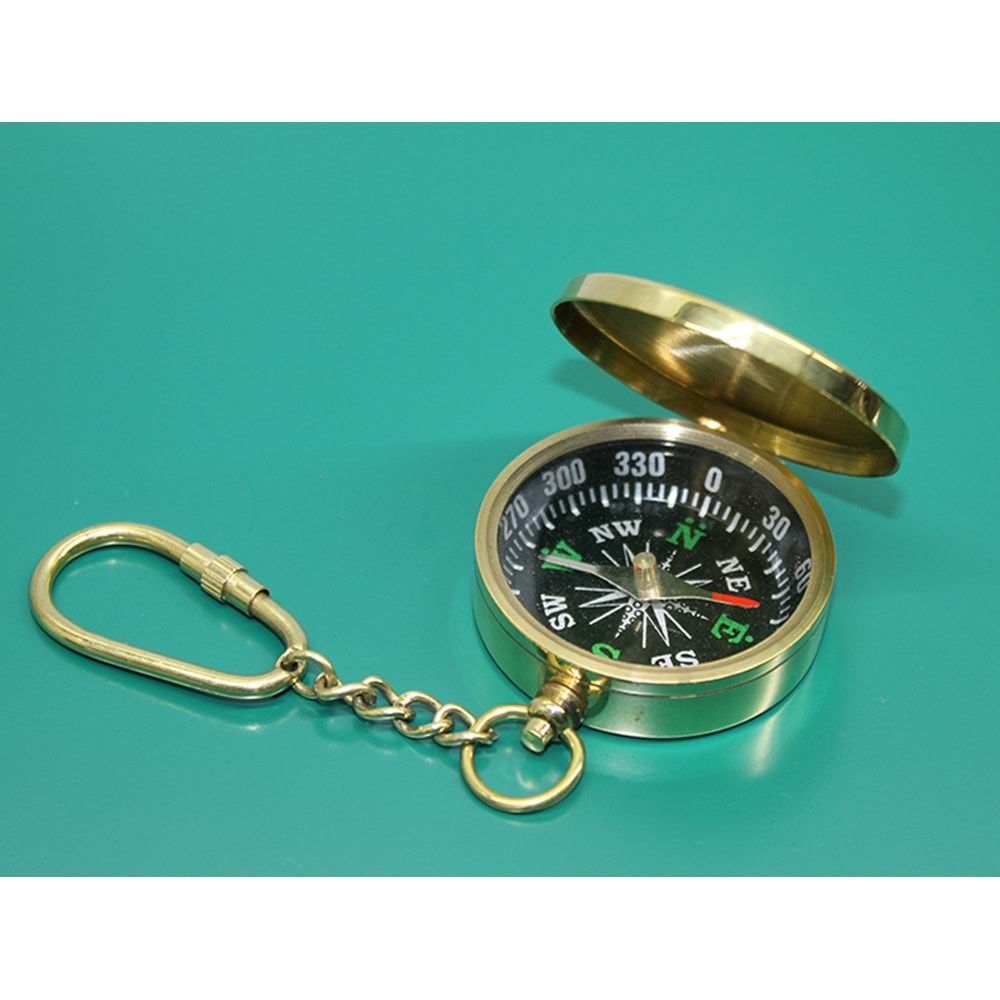Dekoratif Pirinç Pusula Tasarımlı Anahtarlık (12 cm)