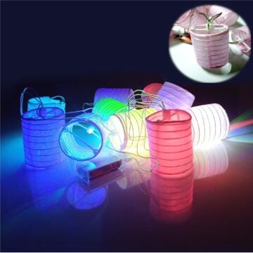 Pembe Sarkıt Fener Şeklinde Rgb Led Işık Kağıt Süs (2mt)